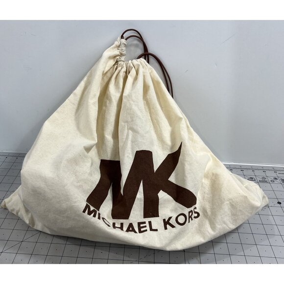 Michael Kors Gold Leather Shoulder Bag w/ Chain Accent & Canvas Storage Bag MK - Picture 13 of 13